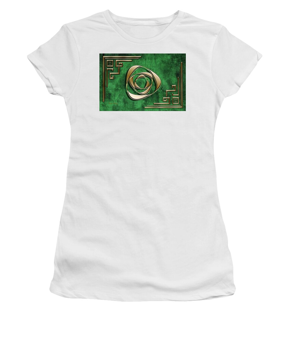 Deco Women's T-Shirt featuring the digital art Deco Design 2 on Emerald by Chuck Staley