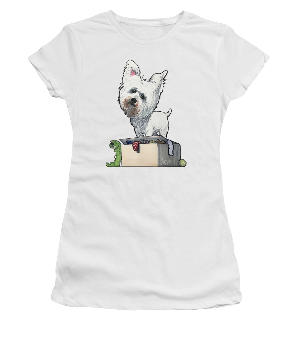 Demnisky Women's T-Shirt featuring the drawing Demnisky 4324 by Canine Caricatures By John LaFree
