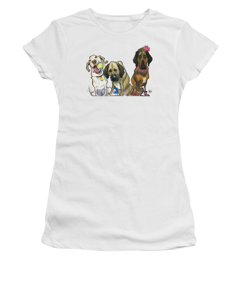 Dennison 4742 Women's T-Shirt featuring the drawing Dennison 4742 by Canine Caricatures By John LaFree