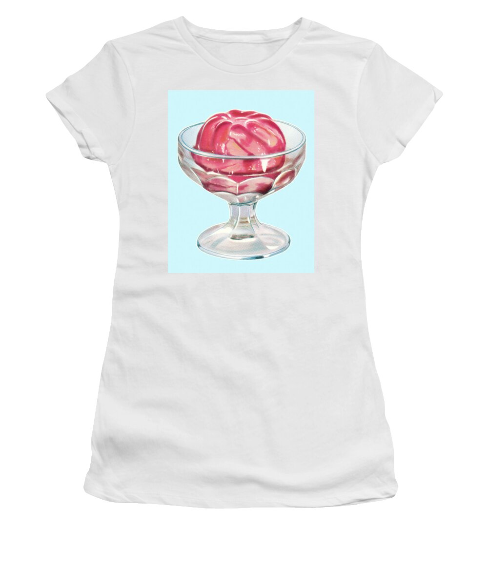 Blue Background Women's T-Shirt featuring the drawing Dessert Bowl by CSA Images