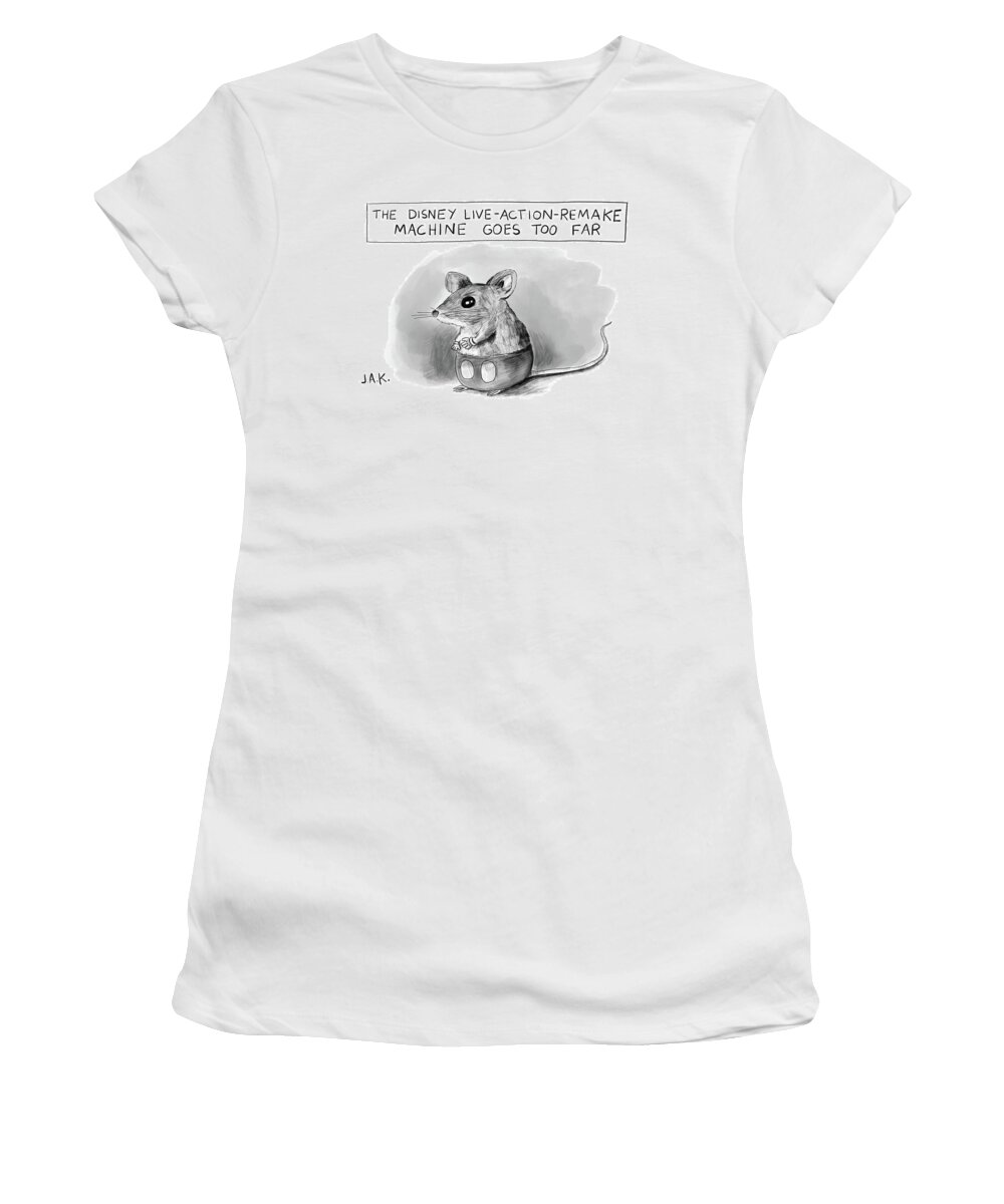 Captionless Women's T-Shirt featuring the drawing Disney Machine Goes Too Far by Jason Adam Katzenstein