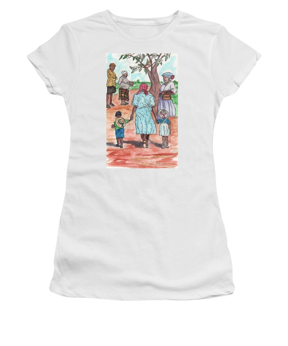 Down The Red Road And Past The Magnolia Tree Women's T-Shirt featuring the painting Down the Red Road and Past the Magnolia Tree by Philip And Robbie Bracco
