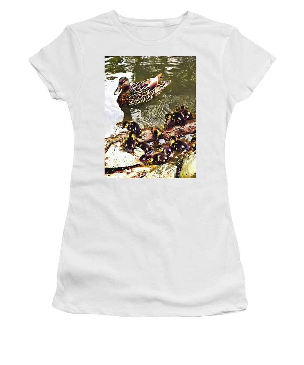 Duck Women's T-Shirt featuring the photograph Duck Family by Susan Savad