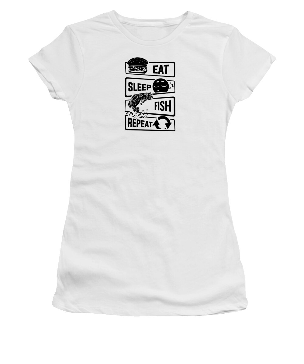 River Women's T-Shirt featuring the digital art Eat Sleep Fish Repeat Fishing Fisherman by Mister Tee