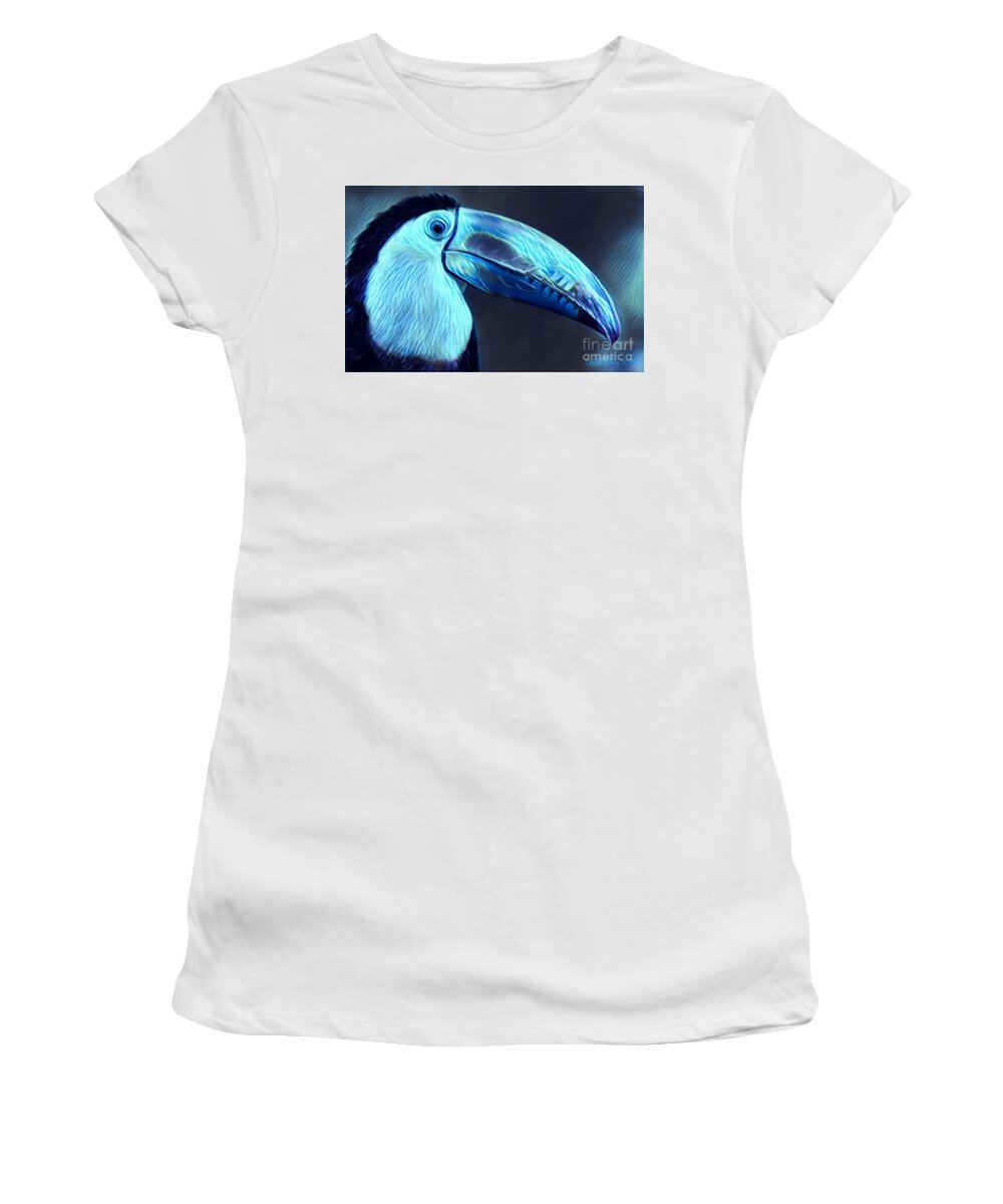 Toucan Women's T-Shirt featuring the digital art Electric Toucan by Denise Railey
