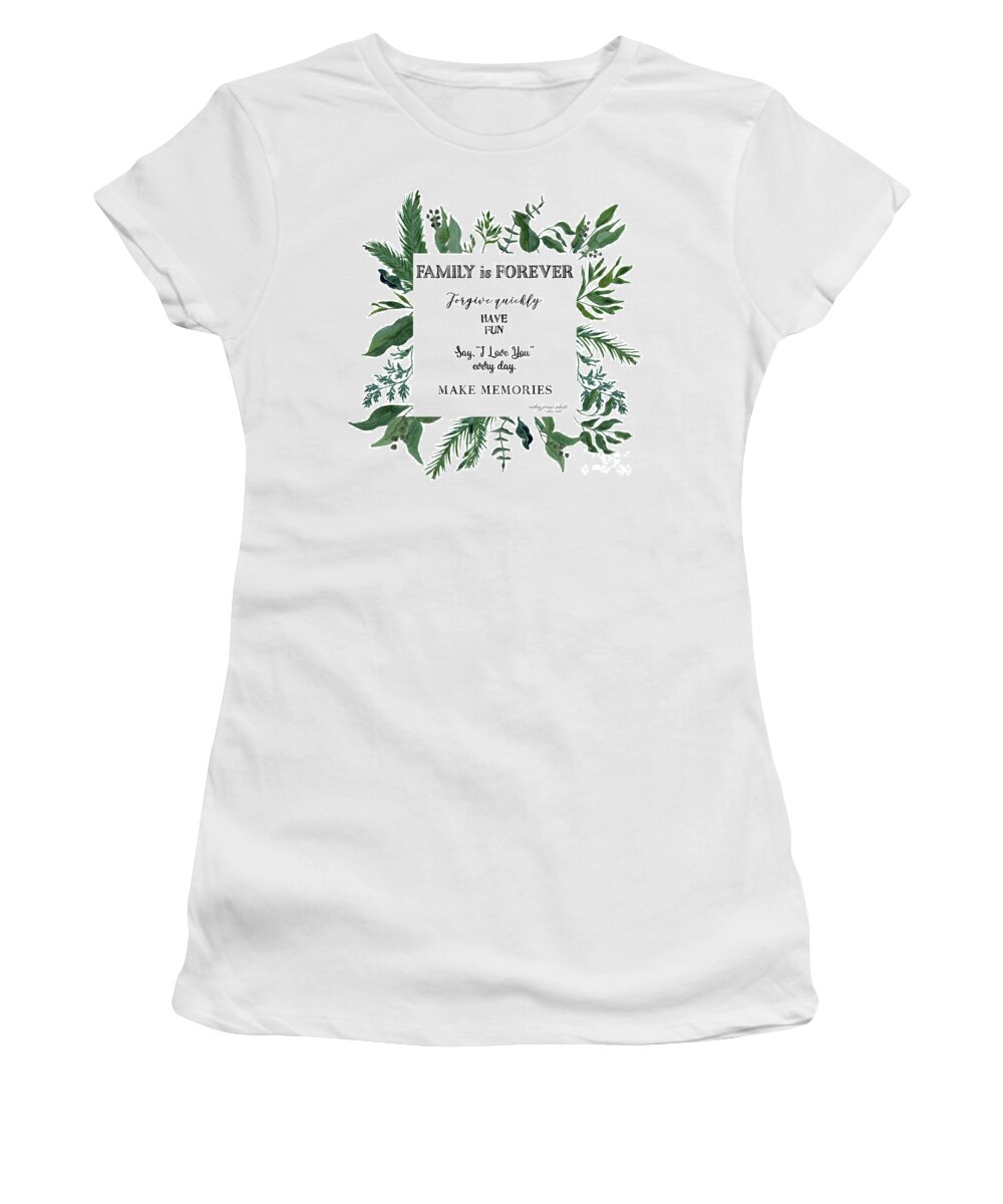 Forest Women's T-Shirt featuring the painting Emerald Wild Forest Foliage 3 Watercolor by Audrey Jeanne Roberts