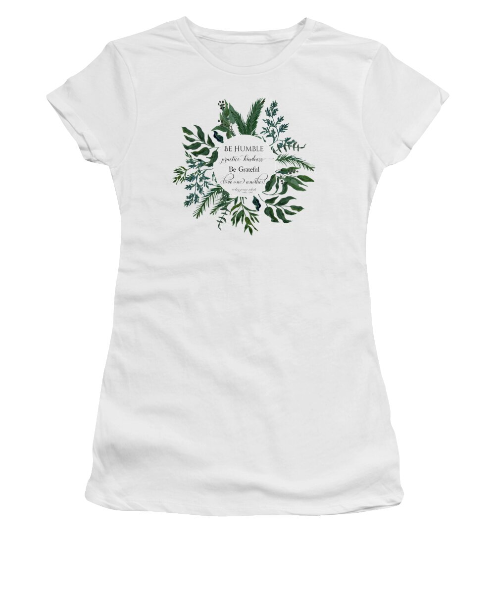 Forest Women's T-Shirt featuring the painting Emerald Wild Forest Foliage Watercolor by Audrey Jeanne Roberts