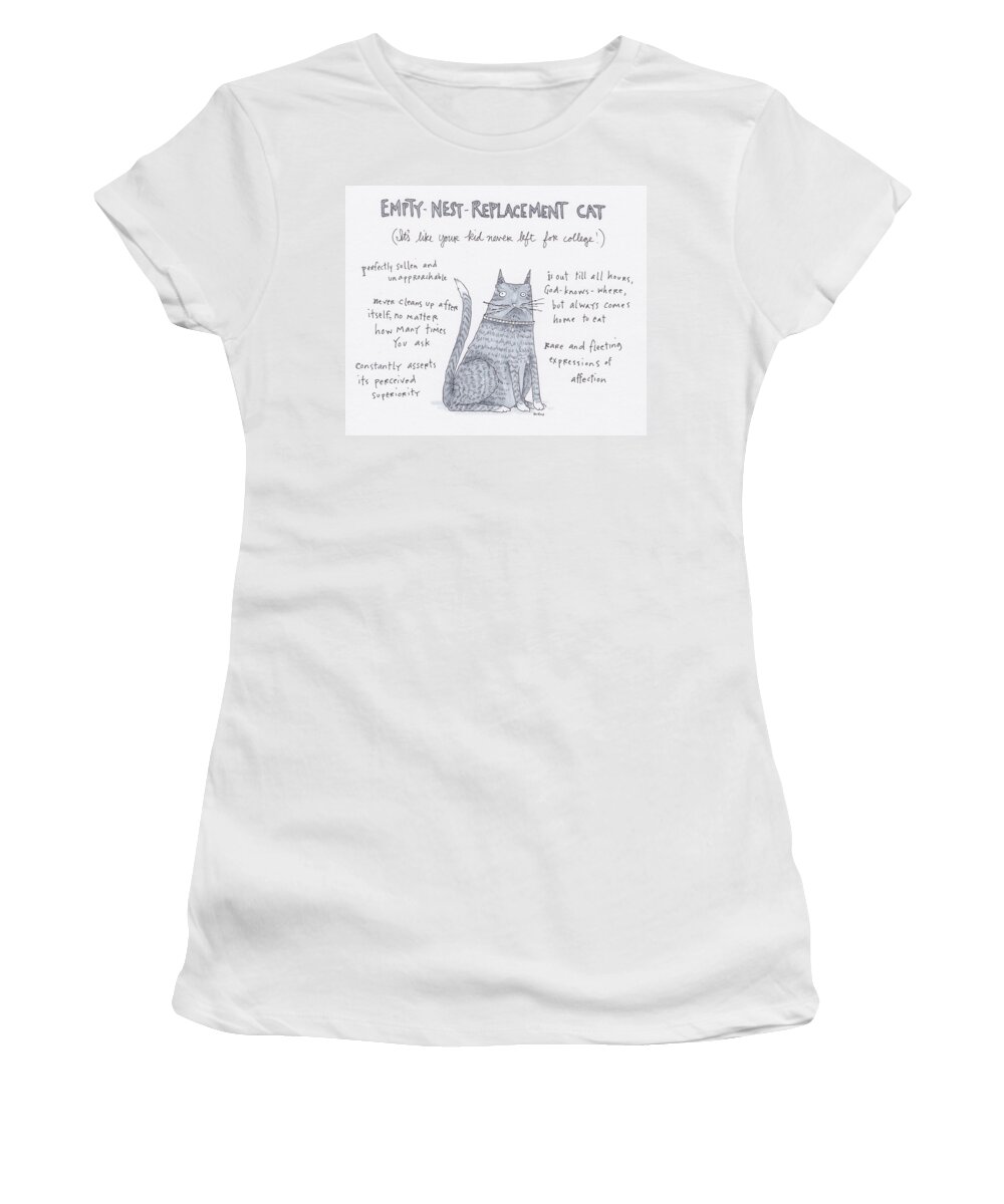 Captionless Women's T-Shirt featuring the drawing Empty Nest Replacement Cat by Teresa Burns Parkhurst