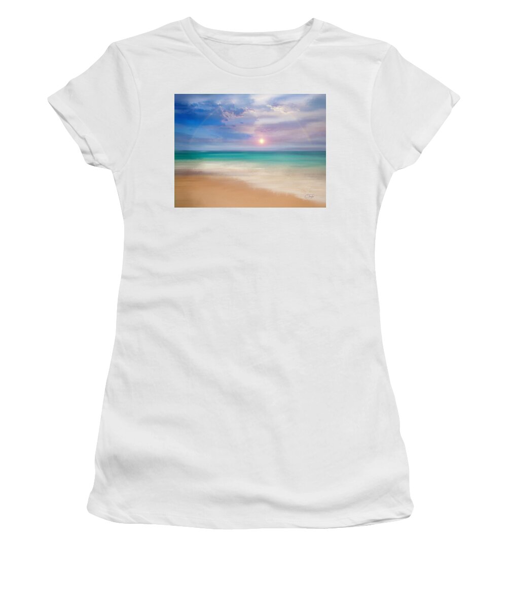 Seascape Women's T-Shirt featuring the mixed media Eventide by Colleen Taylor