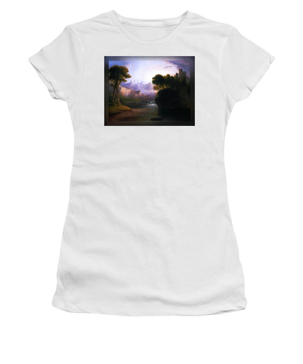 Fanciful Landscape Women's T-Shirt featuring the painting Fanciful Landscape By Thomas Doughty by Rolando Burbon