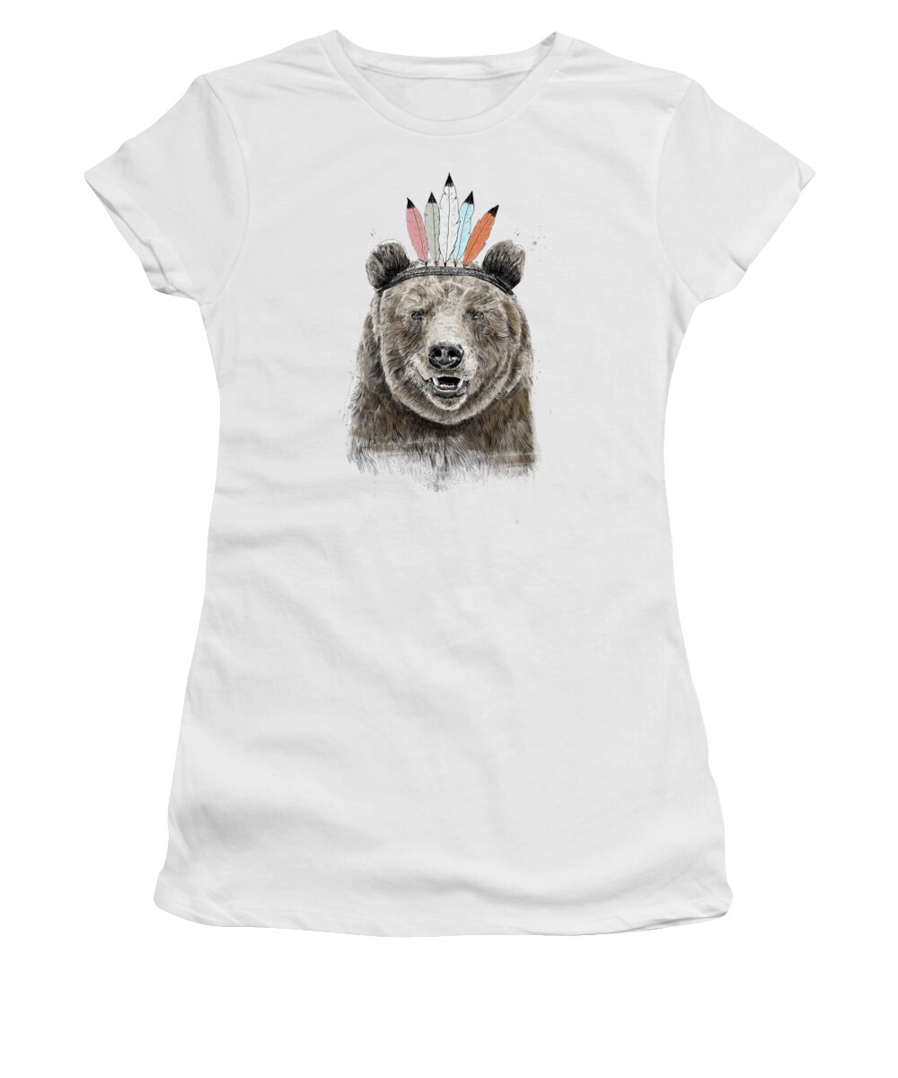 Bear Women's T-Shirt featuring the mixed media Festival bear by Balazs Solti