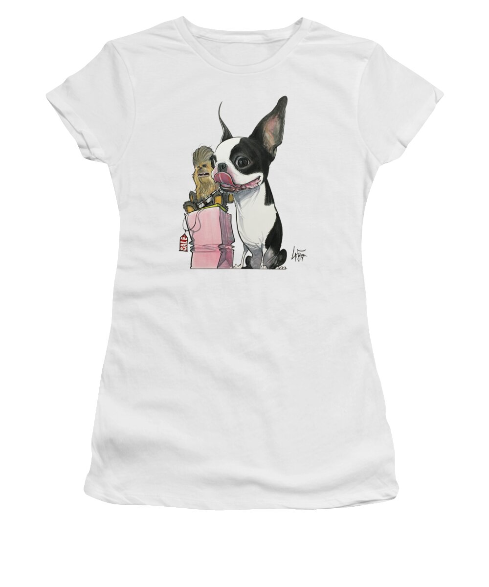 Finley Women's T-Shirt featuring the drawing Finley 5141 by Canine Caricatures By John LaFree