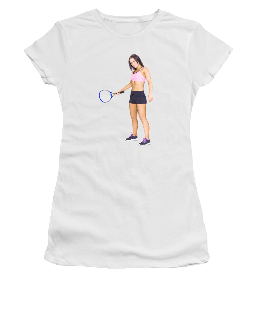 Tennis Women's T-Shirt featuring the photograph Fit Active Female Sports Person Playing Tennis by Jorgo Photography