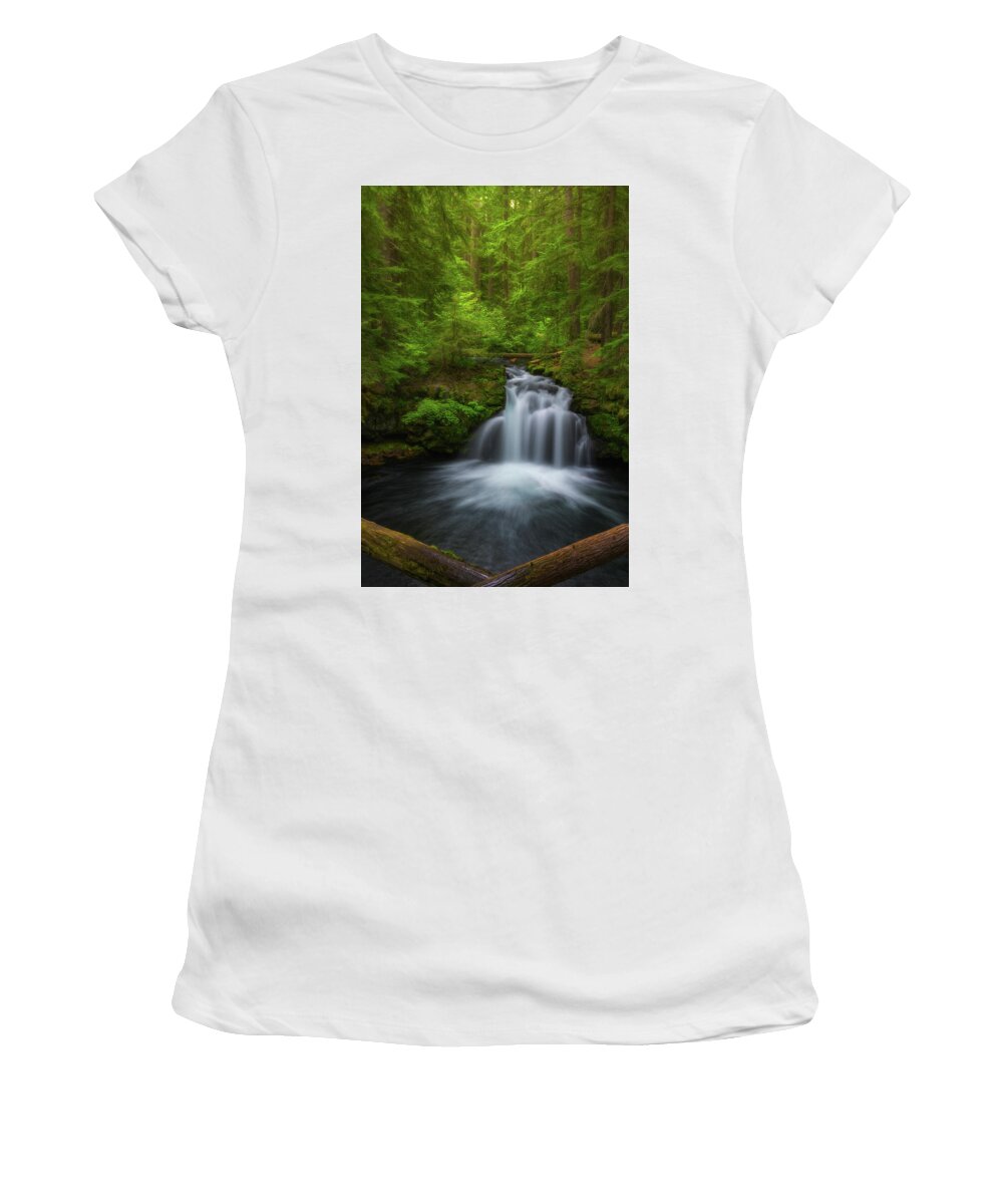 Lush Women's T-Shirt featuring the photograph Flowing Through the Forest by Darren White