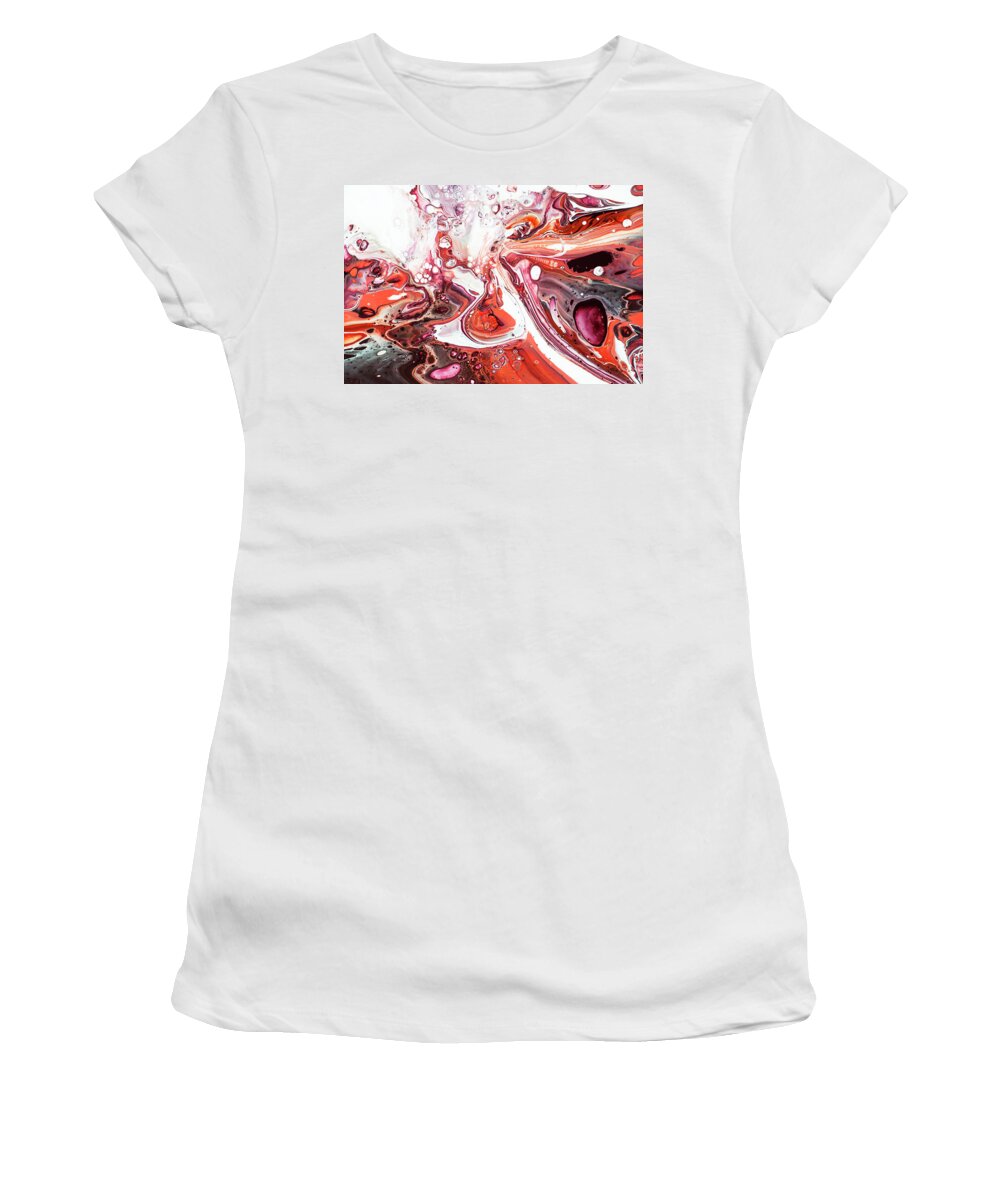 Jenny Rainbow Fine Art Women's T-Shirt featuring the painting Fluid Acrylic Abstract. Unknown Taste 8 by Jenny Rainbow