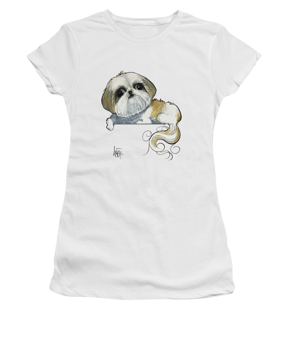 Franks 4519 Women's T-Shirt featuring the drawing Franks 4519 by Canine Caricatures By John LaFree