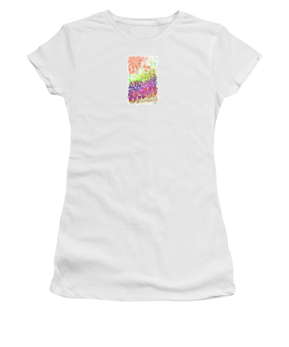 Hidden Hearts Women's T-Shirt featuring the painting Garden of Orange and Pink by Corinne Carroll