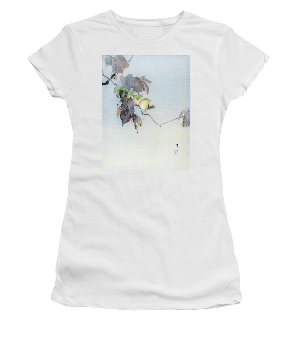 Watanabe Seitei Women's T-Shirt featuring the painting Grackles - Digital Remastered Edition by Watanabe Seitei