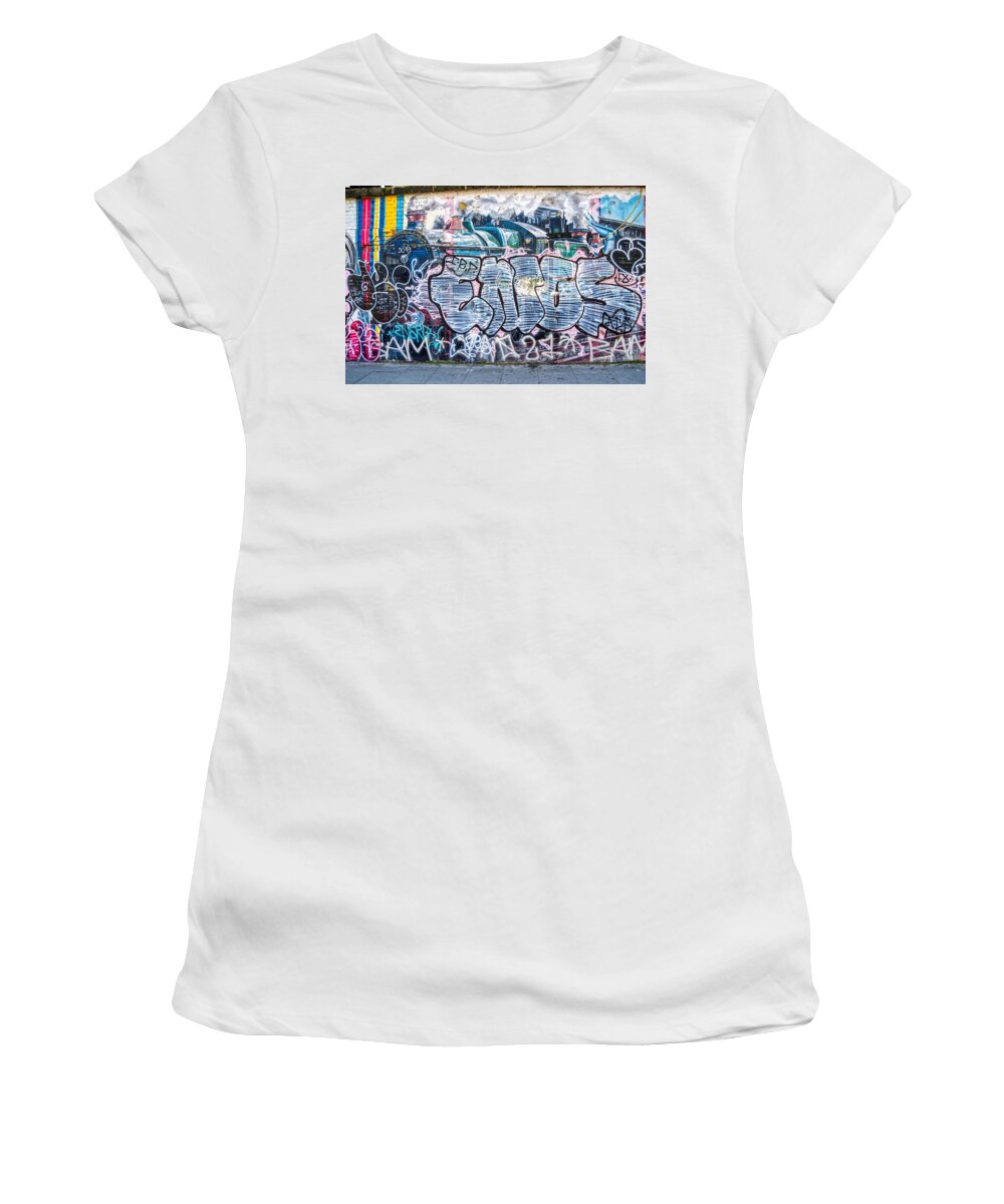 Graffiti Women's T-Shirt featuring the photograph Graffiti Art Painting of a Train by Raymond Hill