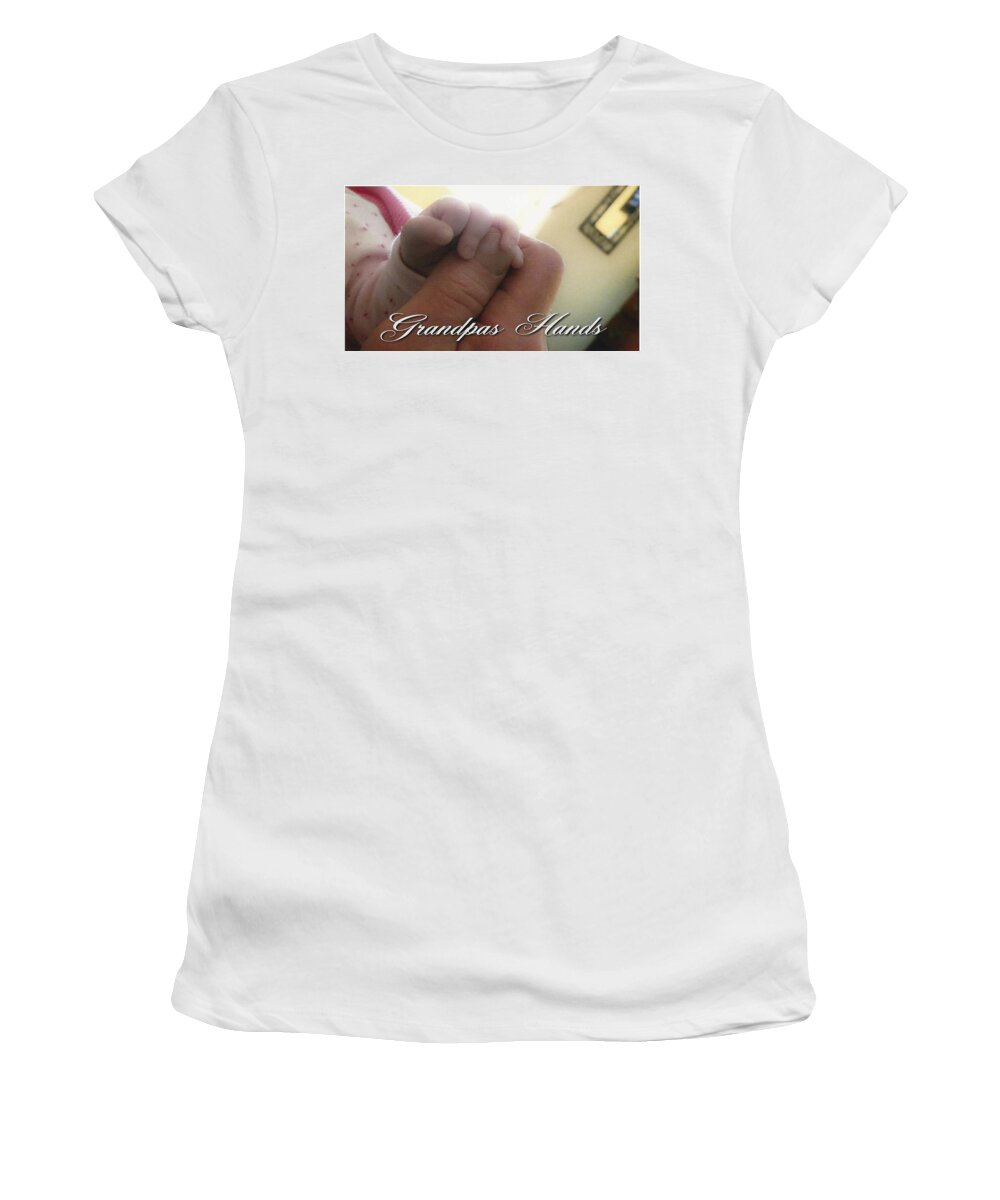 Photograph Women's T-Shirt featuring the pyrography Grandpas Hands by James McAdams
