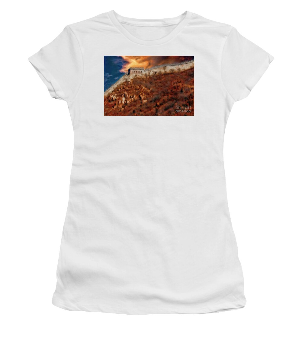 Great Wall China Women's T-Shirt featuring the photograph Great Clouds Over The Great Wall China by Blake Richards