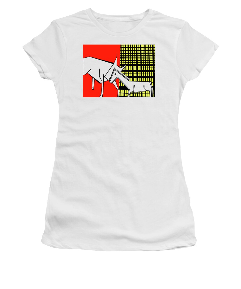 Red Women's T-Shirt featuring the digital art Gridismjr 1 by Edgeworth Johnstone