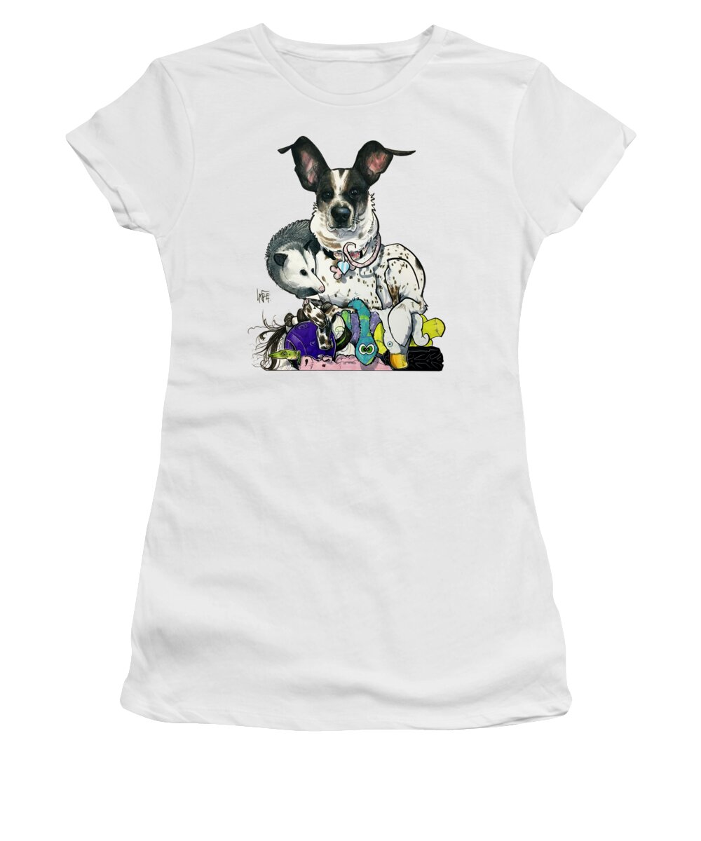 Guzman Women's T-Shirt featuring the drawing Guzman 5168 by Canine Caricatures By John LaFree