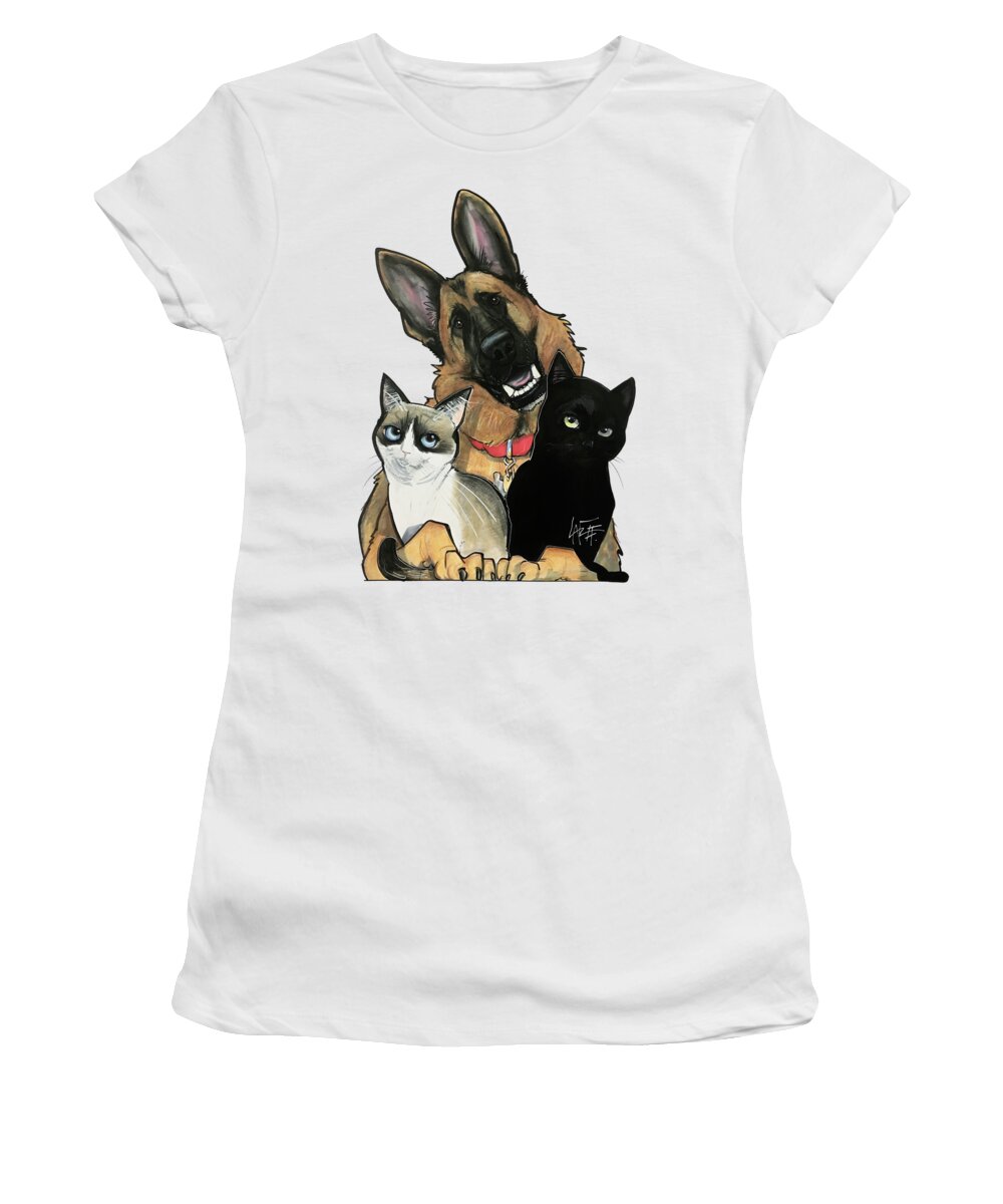 Haberland Women's T-Shirt featuring the drawing Haberland 7-1316 by Canine Caricatures By John LaFree