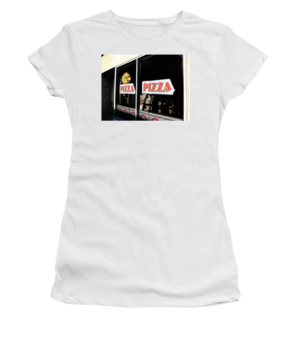America Women's T-Shirt featuring the photograph Hackensack, NJ - Pizza Shop 2018 by Frank Romeo