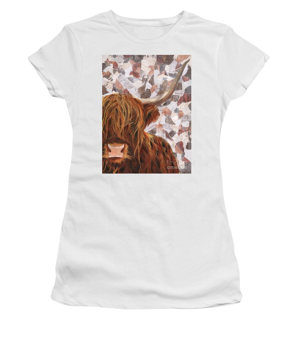 Highland Cow Women's T-Shirt featuring the painting Harry by Ashley Lane