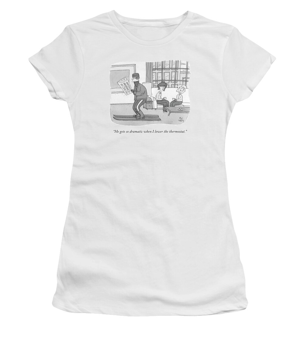 Cctk Women's T-Shirt featuring the drawing He Gets So Dramatic by Peter C Vey