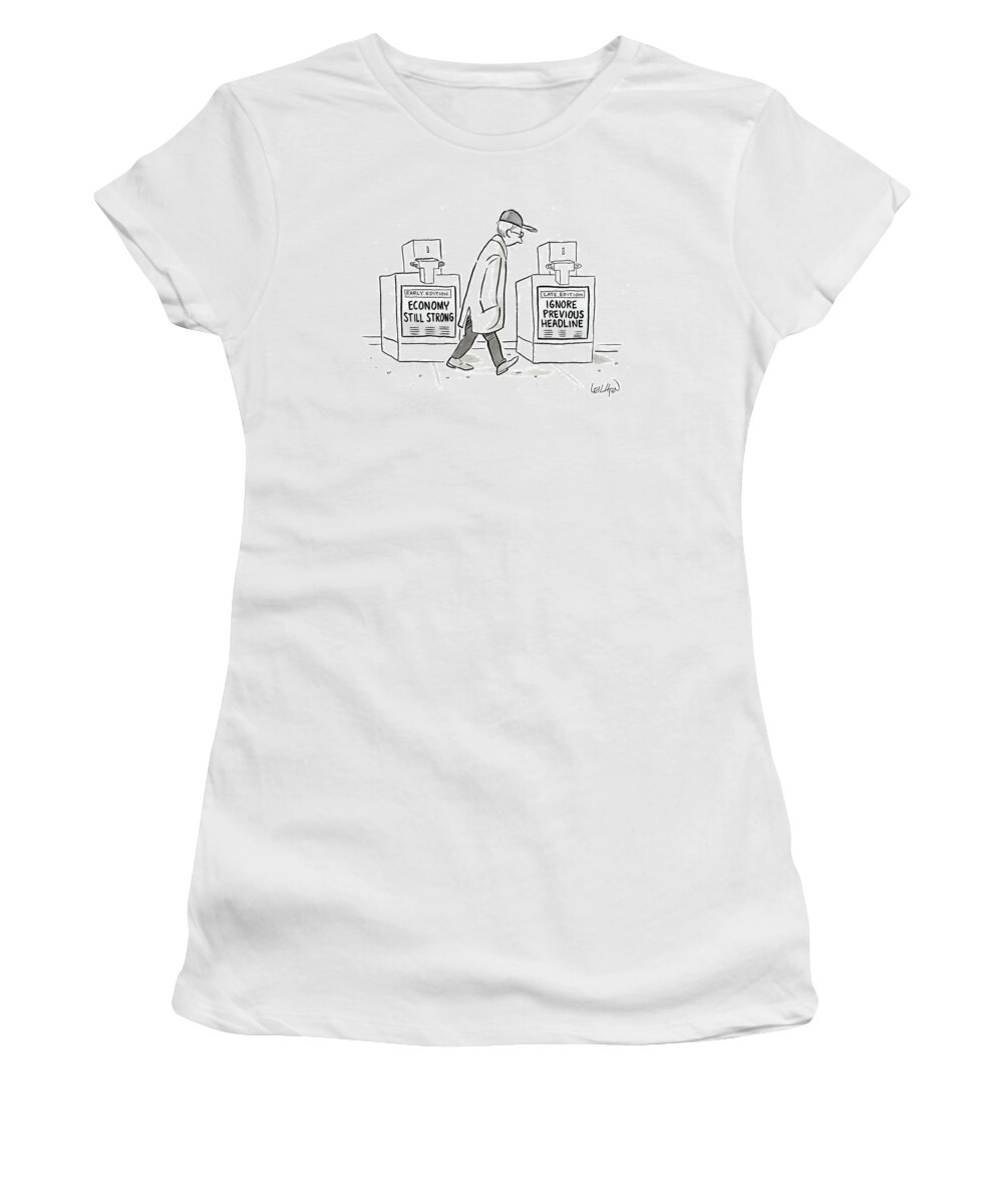 Captionless Women's T-Shirt featuring the drawing Headlines by Robert Leighton