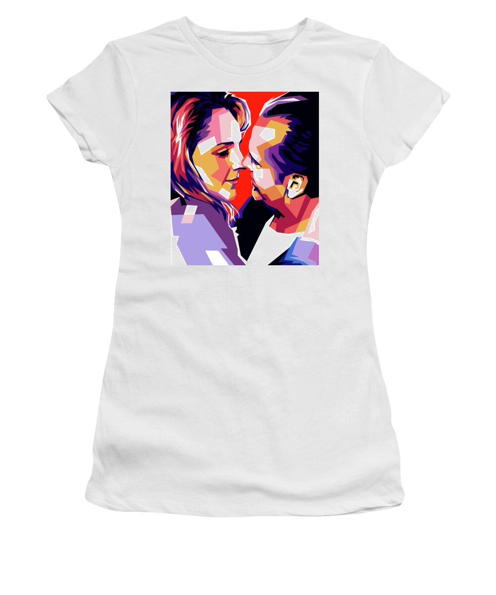 Helen Hunt Women's T-Shirt featuring the digital art Helen Hunt and Jack Nicholson by Movie World Posters