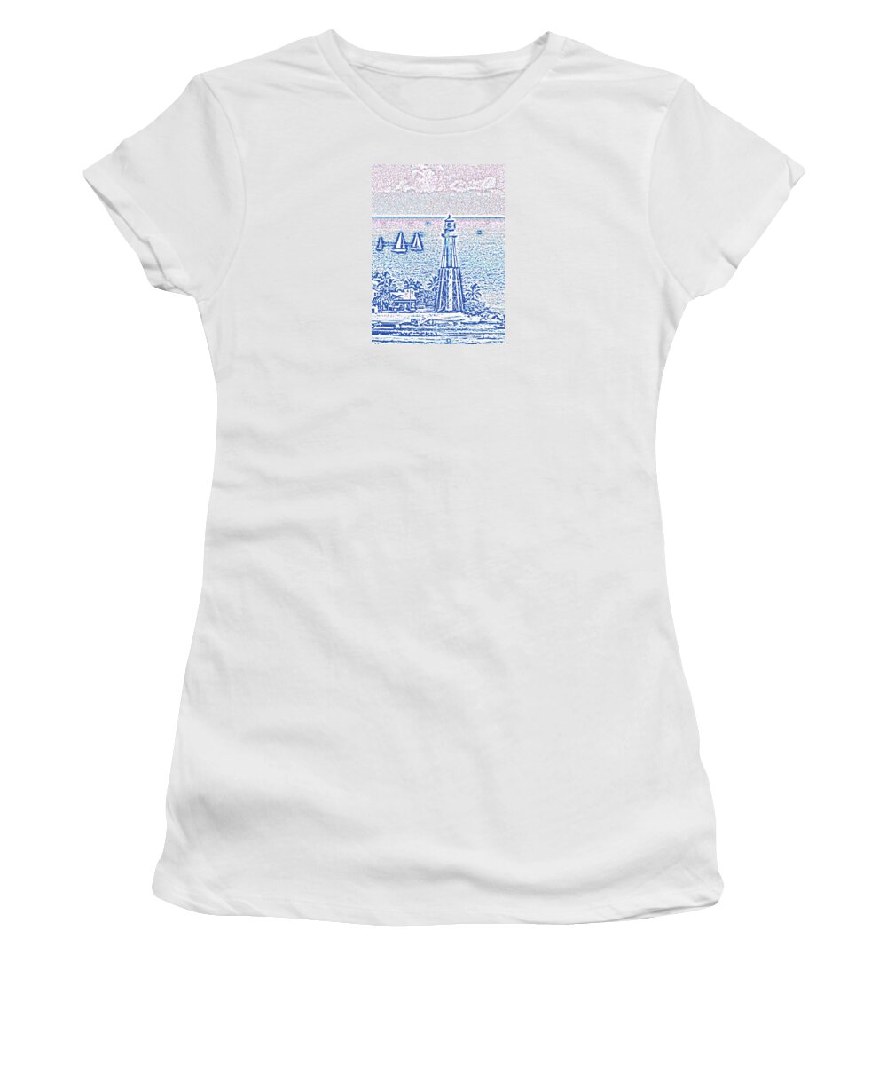 Hillsboro Women's T-Shirt featuring the photograph Hillsboro Lighthouse Line Photo 1001 by Corinne Carroll