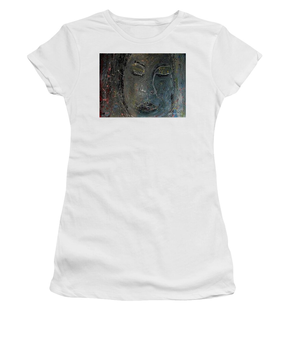 Abstract Of Spiritual Women's Face Women's T-Shirt featuring the painting Hope by Rebecca Flores