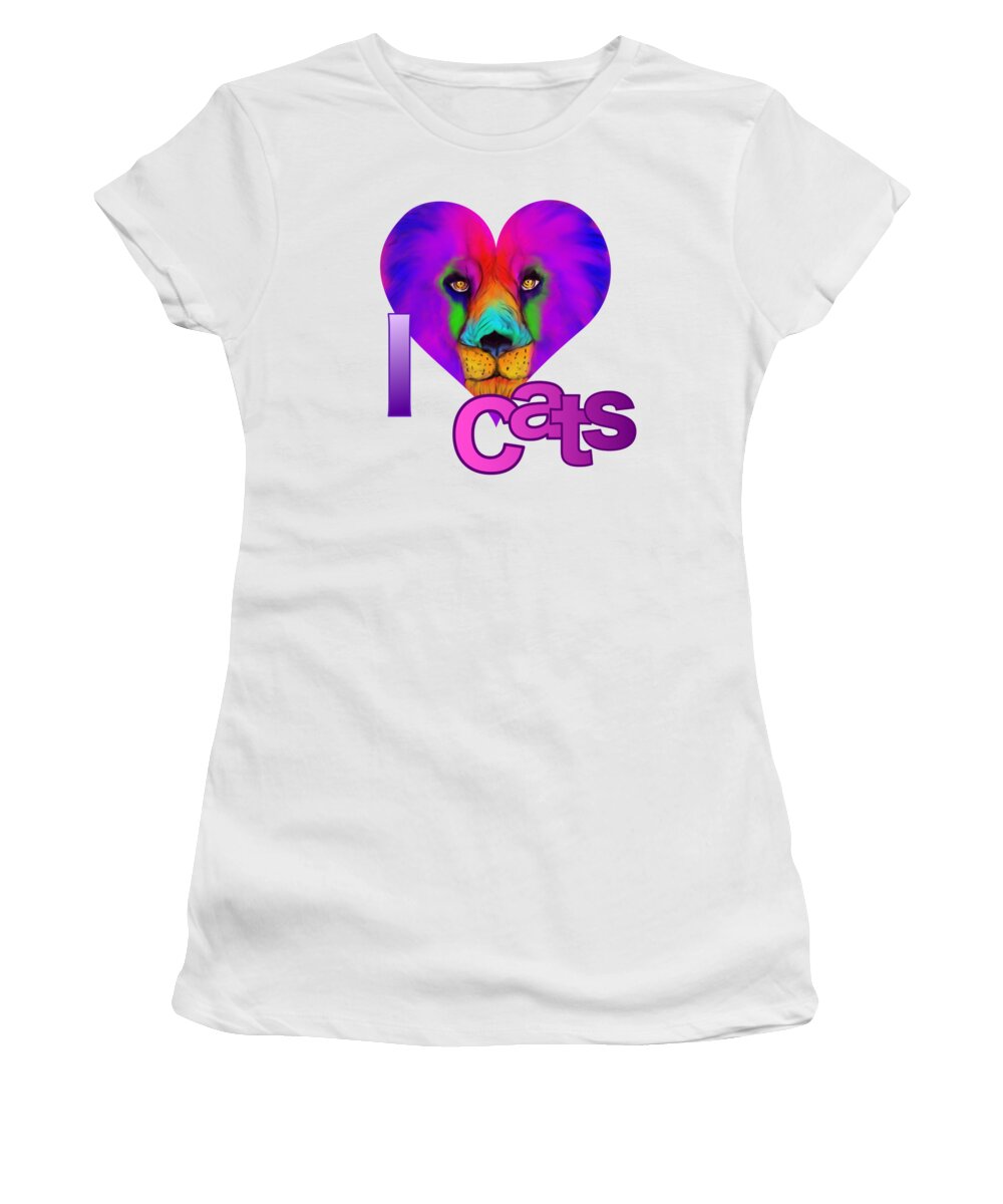 Lion Women's T-Shirt featuring the drawing I love cats by Patricia Piotrak