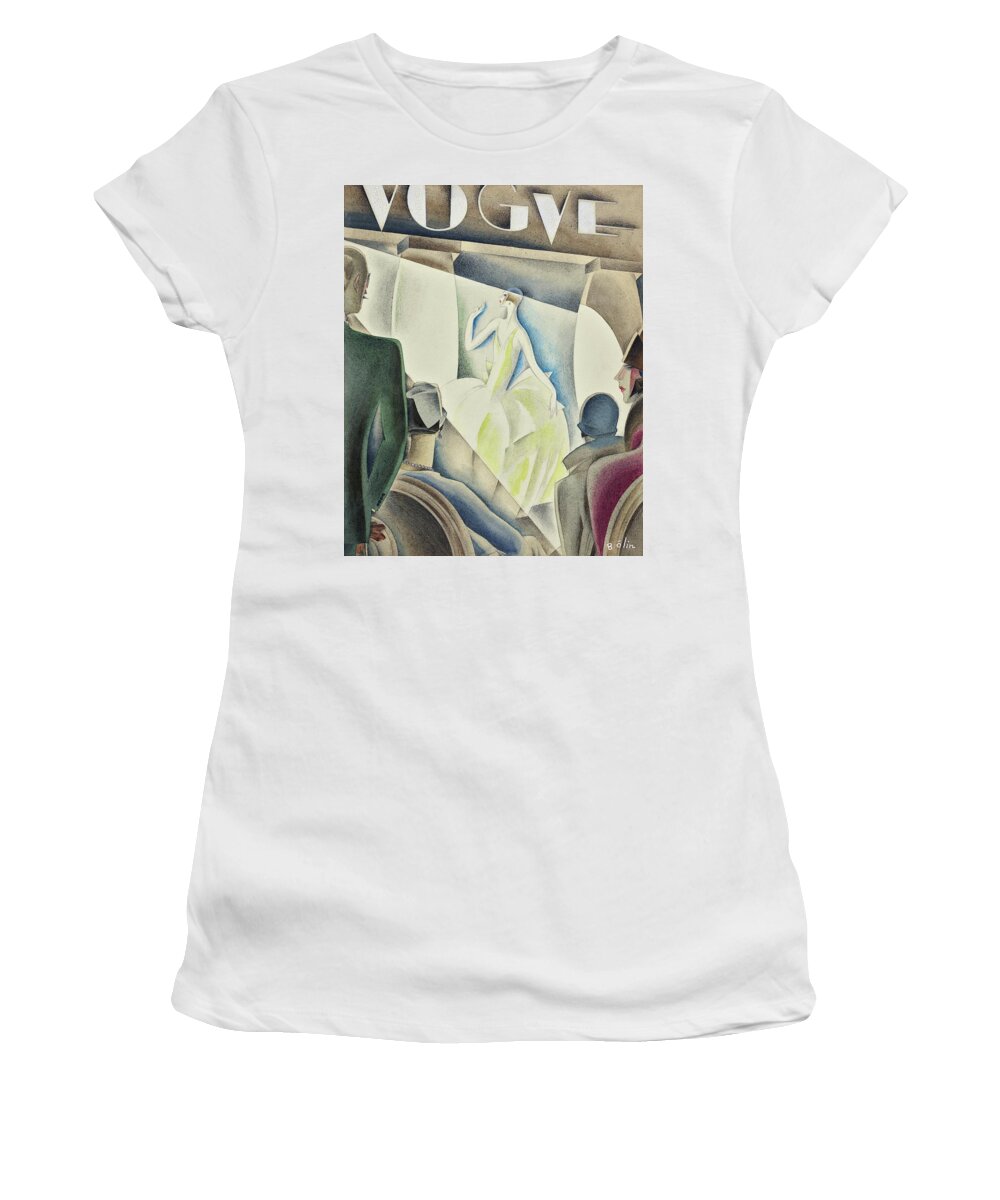 #new2022vogue Women's T-Shirt featuring the painting Illustration Of A 1920s Fashion Show by William Bolin
