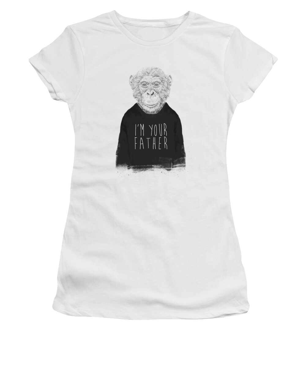 Monkey Women's T-Shirt featuring the mixed media I'm your father by Balazs Solti