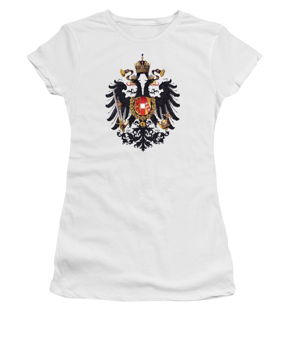 Flag Women's T-Shirt featuring the drawing Imperial Coat of Arms of the Empire of Austria-Hungary 1815 transparent by Helga Novelli