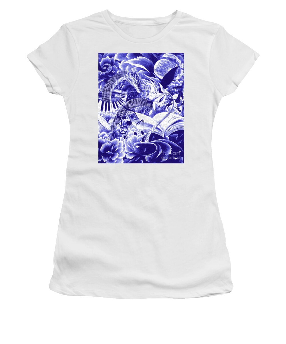 Dragon Women's T-Shirt featuring the drawing In Song and Story by Alice Chen