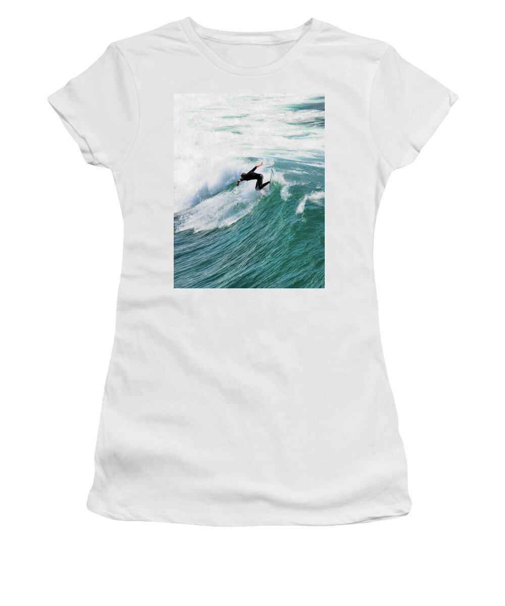 Huntington Beach Women's T-Shirt featuring the photograph Into The Deep by Joe Schofield