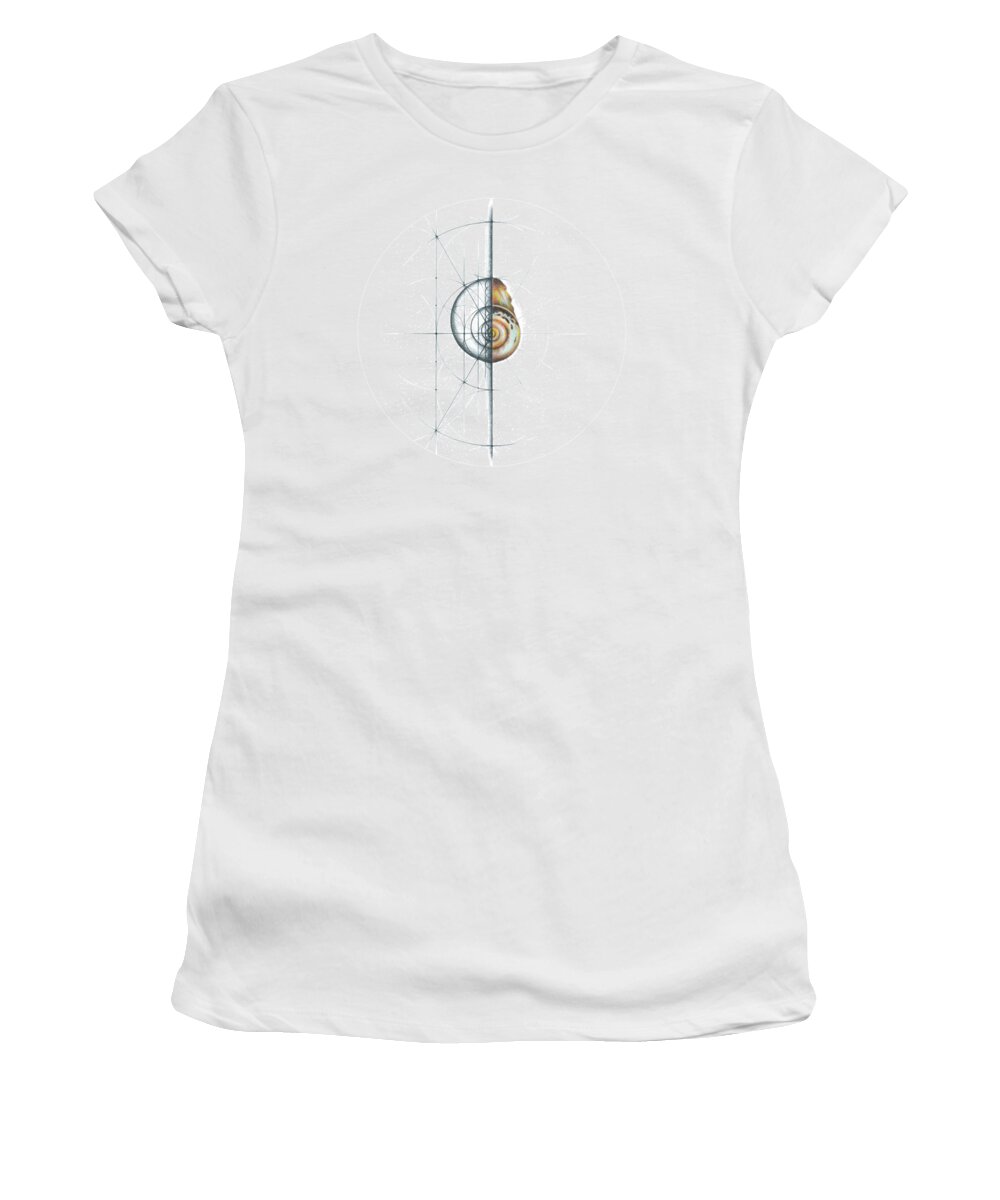 Shell Women's T-Shirt featuring the drawing Intuitive Geometry Shell 1 by Nathalie Strassburg