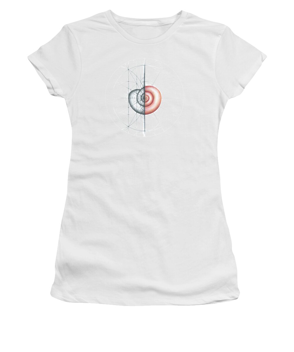 Shell Women's T-Shirt featuring the drawing Intuitive Geometry Shell 2 by Nathalie Strassburg