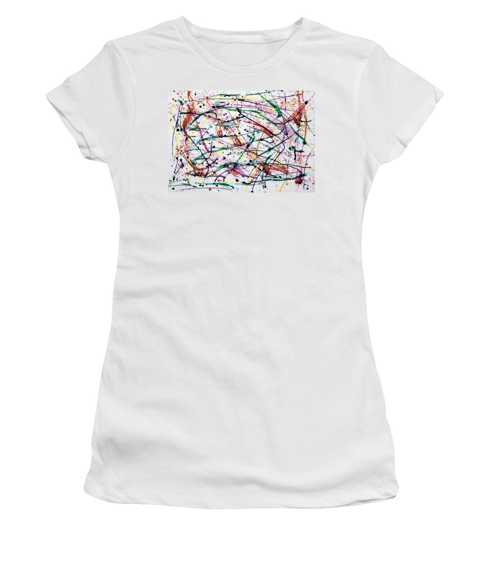 Iota 28 Women's T-Shirt featuring the painting Iota #28 Abstract by Sensory Art House