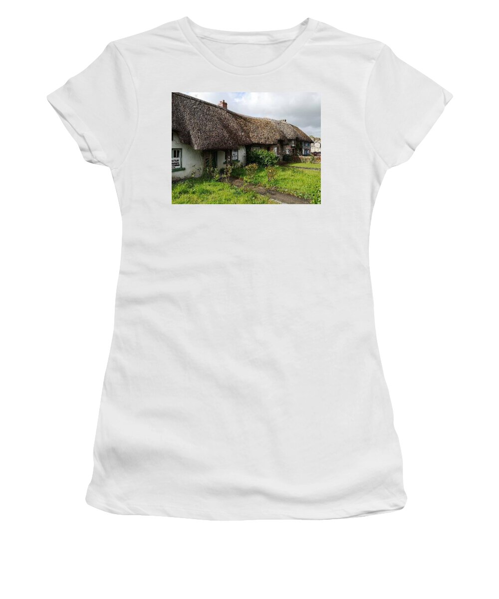 Ireland Women's T-Shirt featuring the photograph Irish Thatched cottages by Pat Purdy