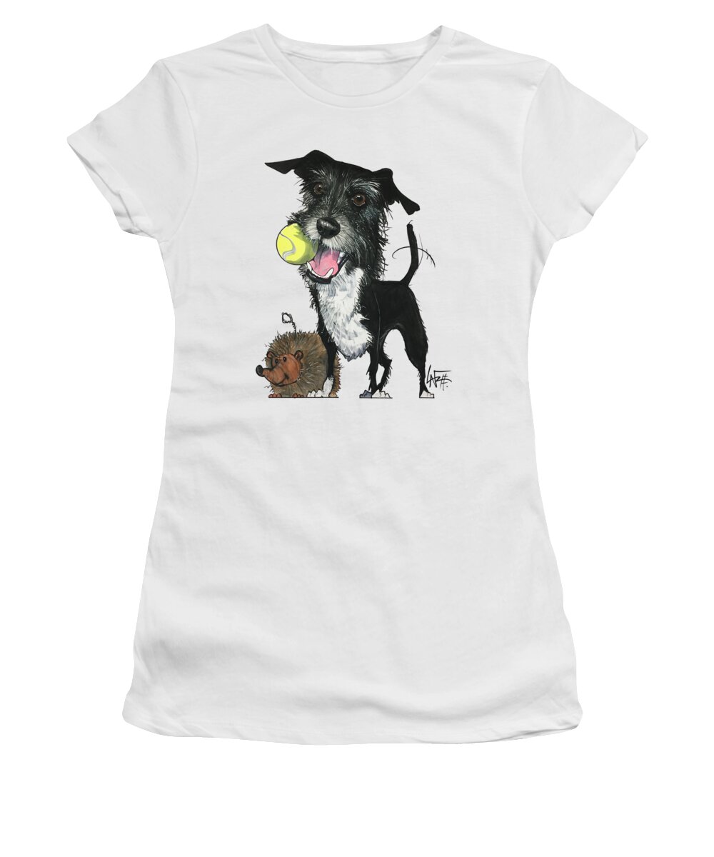 Irvin Women's T-Shirt featuring the drawing Irvin GC1PET040 by Canine Caricatures By John LaFree