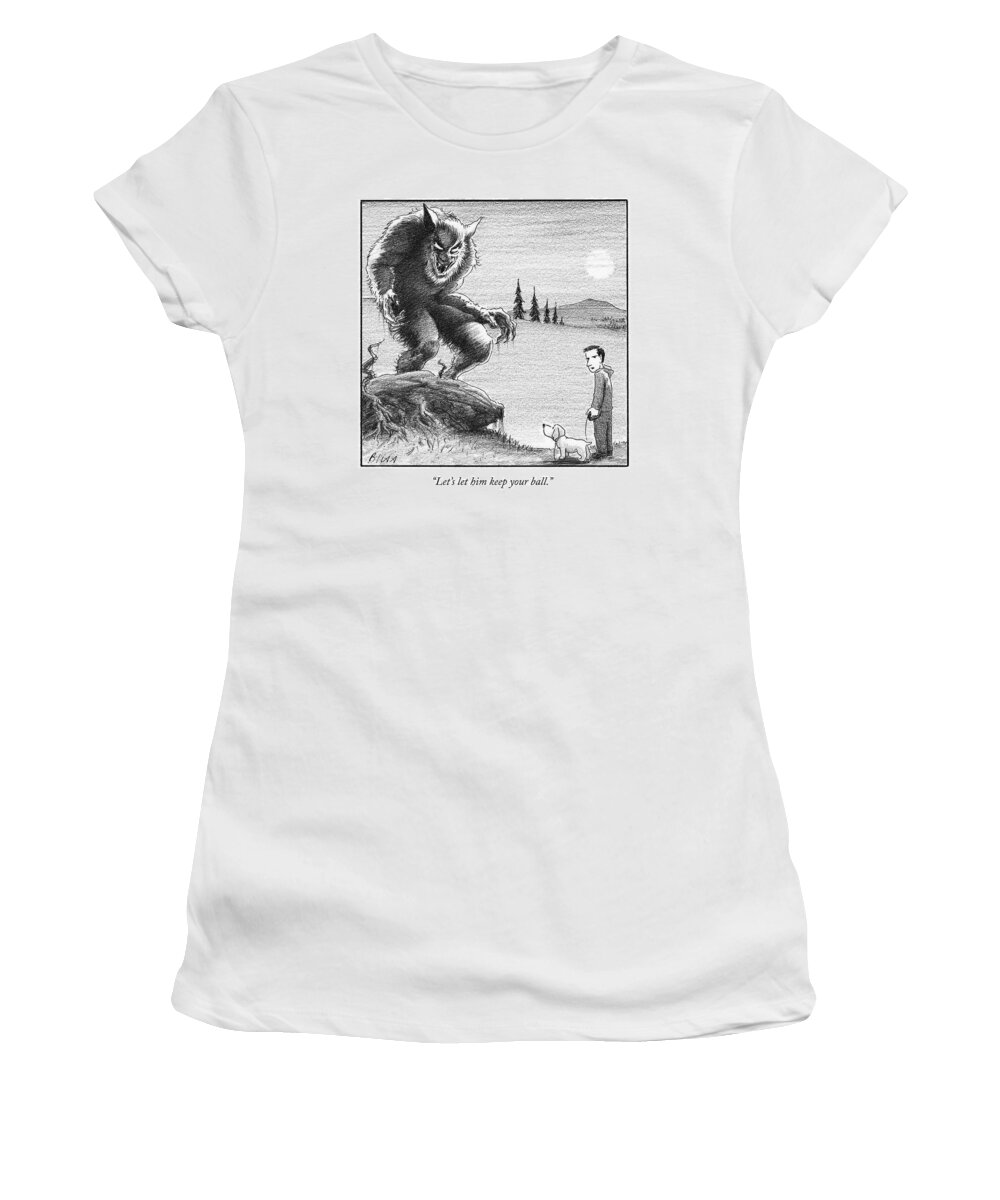 Cctk Women's T-Shirt featuring the drawing Keep Your Ball by Harry Bliss