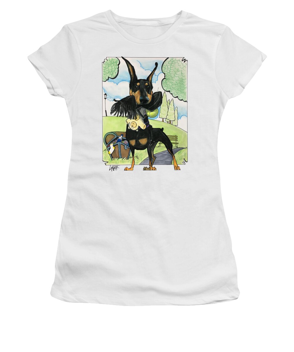 Knighten 4789 Women's T-Shirt featuring the drawing Knighten 4789 by Canine Caricatures By John LaFree