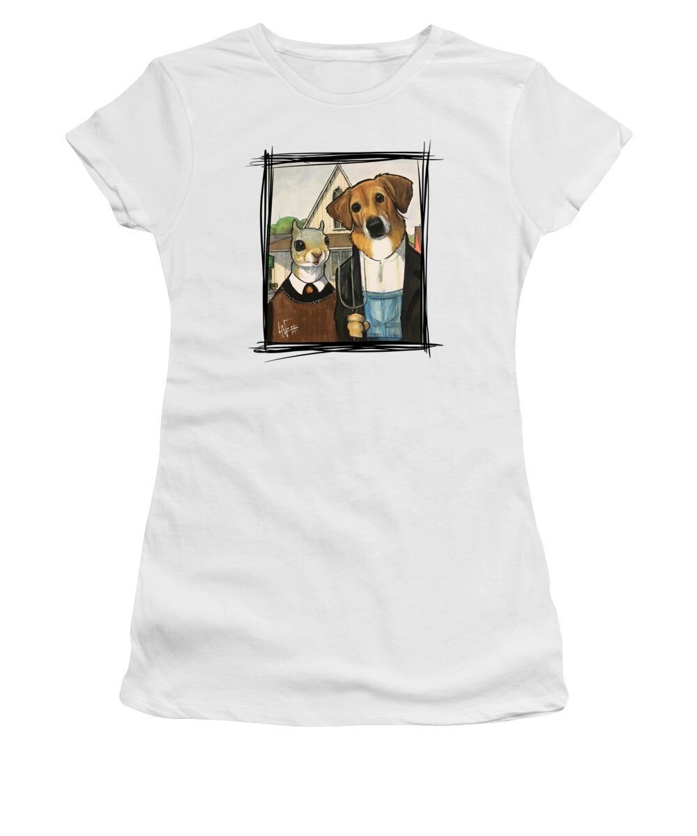 Landeche Women's T-Shirt featuring the drawing Landeche 4963 by Canine Caricatures By John LaFree