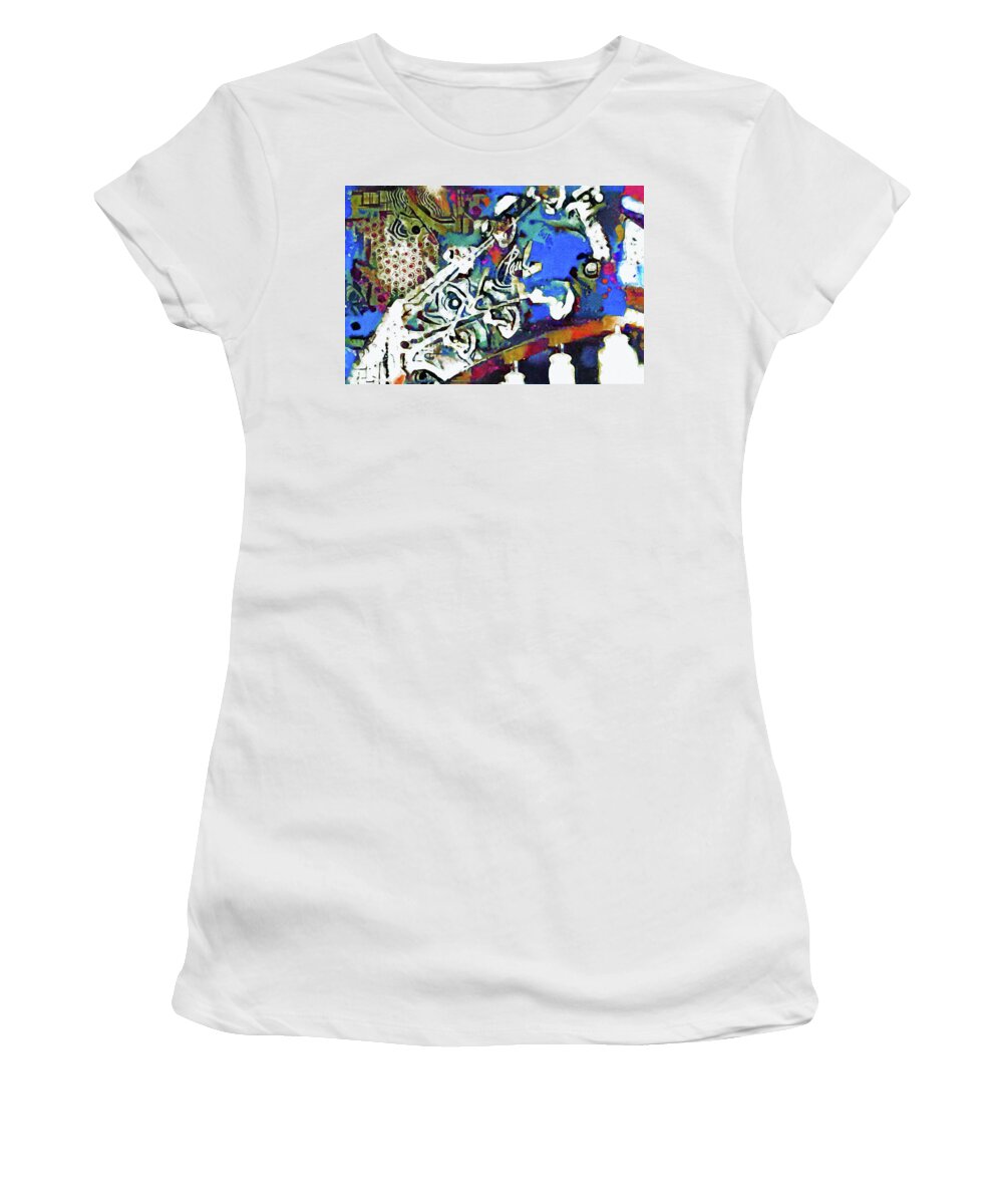 Les Paul Women's T-Shirt featuring the mixed media Les Paul by Susan Maxwell Schmidt